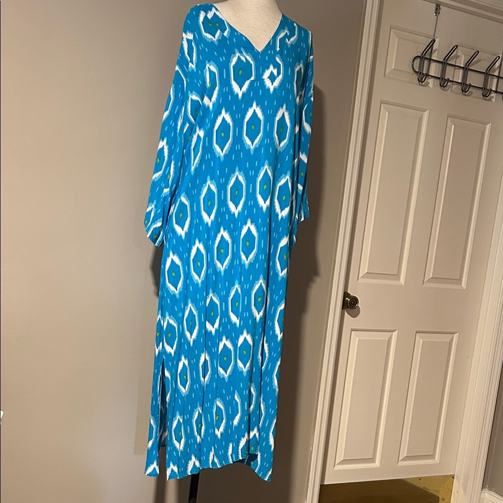 Vibrant Blue Patterned Maxi Dress